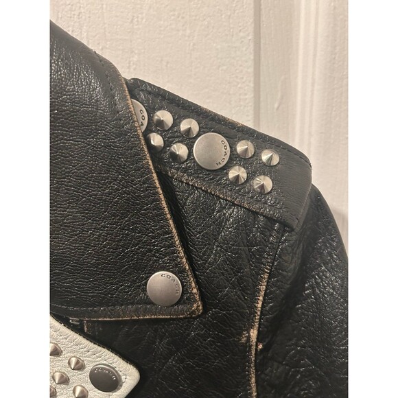 Disney x Coach limited edition leather color block Mickey Moto jacket w/ studs - Picture 6 of 8